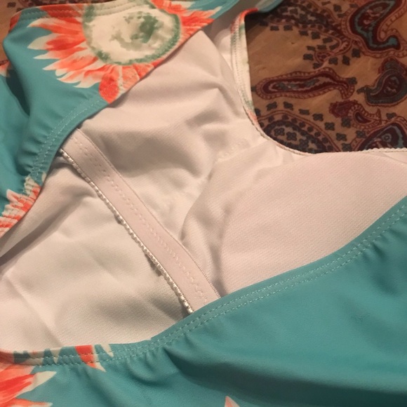 BLUE SUNFLOWER PRINT ONE-PIECE SWIMSUIT - Picture 6 of 6